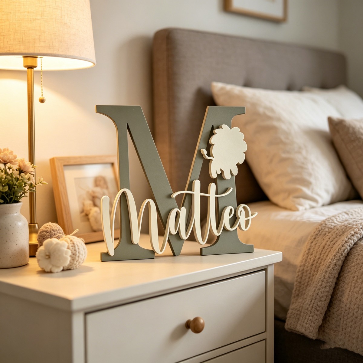 Baby Nursery Decorations - 1Pc Custom Lion Name & Initial