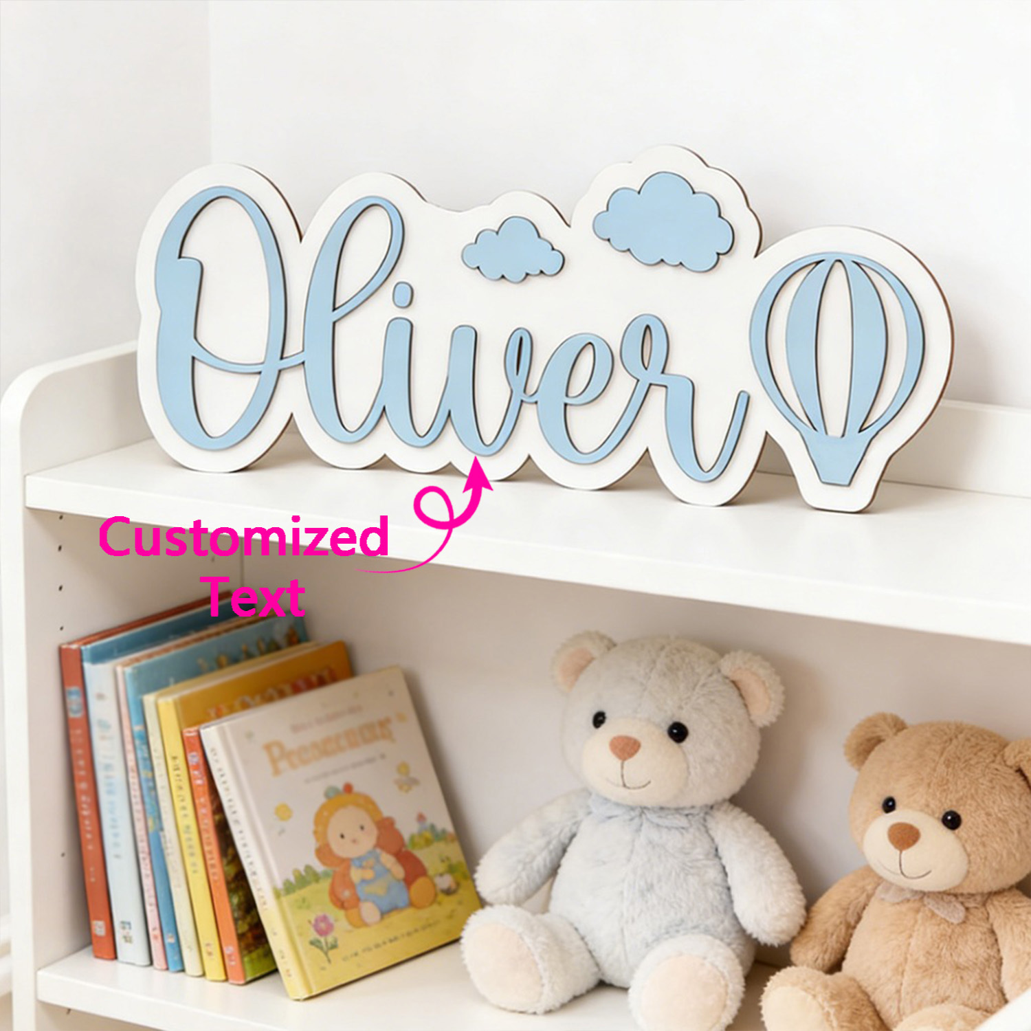 Baby Nursery Decorations - Personalized Hot Air Balloon & Cloud
