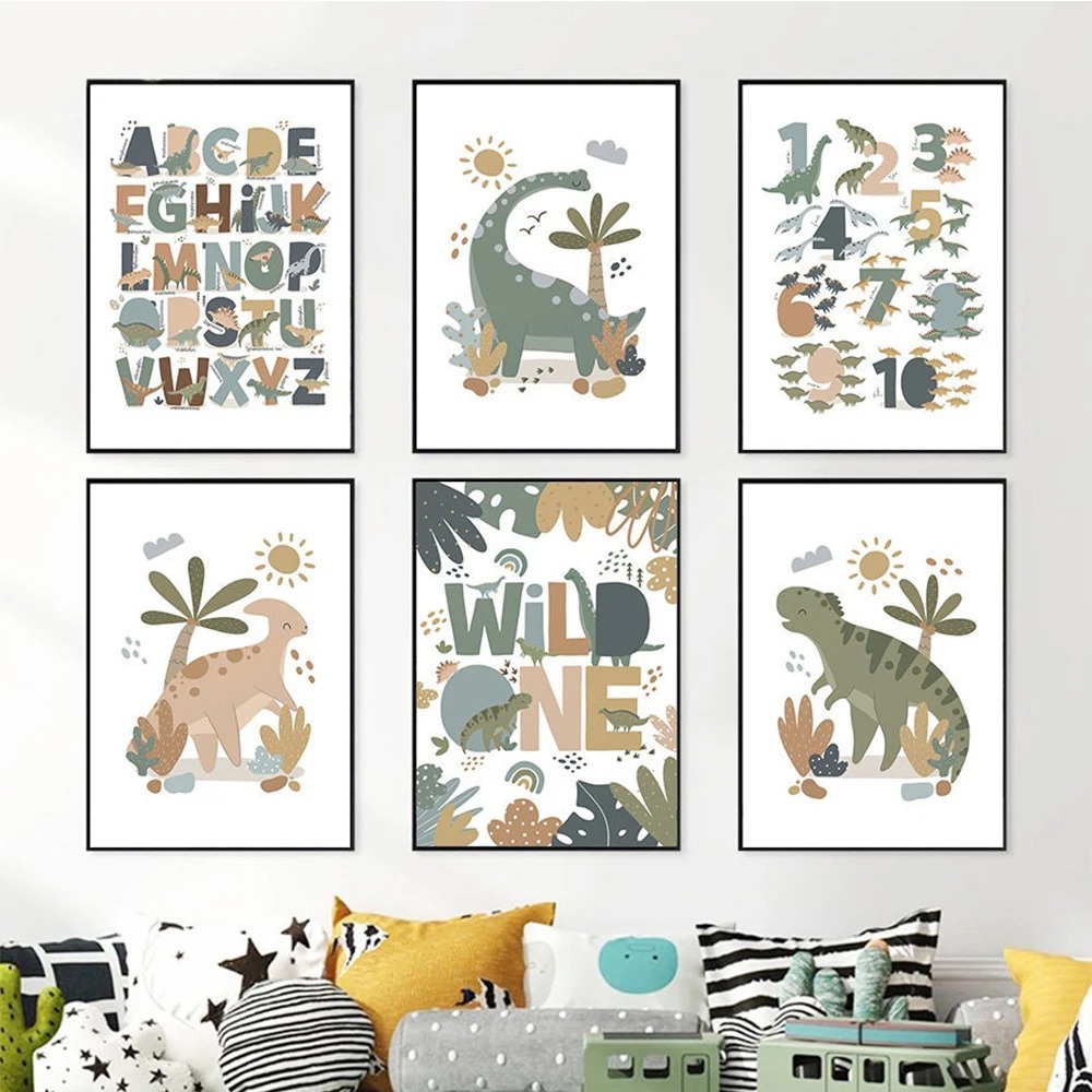 Nordic Cute Baby Dinosaur Wall - огляд і ціна Baby Nursery Art