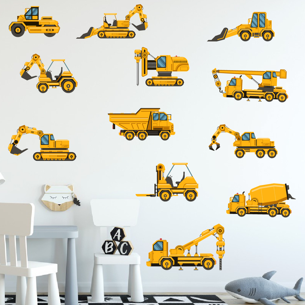 Cartoon Excavator Engineering  - огляд і ціна Baby Nursery Labels