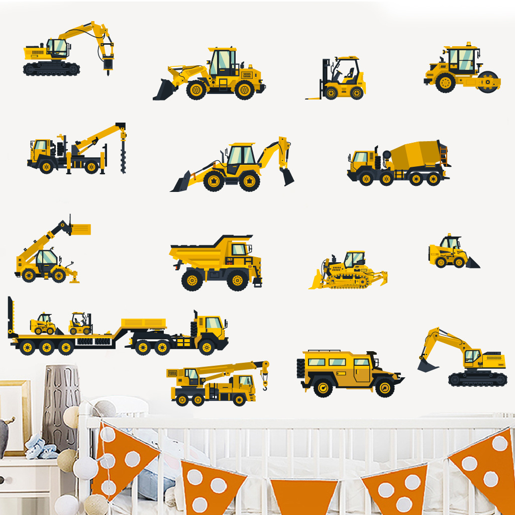 Cartoon Excavator Engineering  - огляд і ціна Baby Nursery Labels