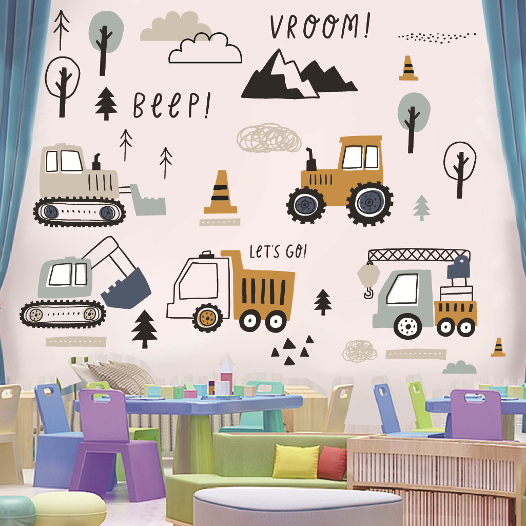 Cartoon Excavator Engineering  - огляд і ціна Baby Nursery Labels