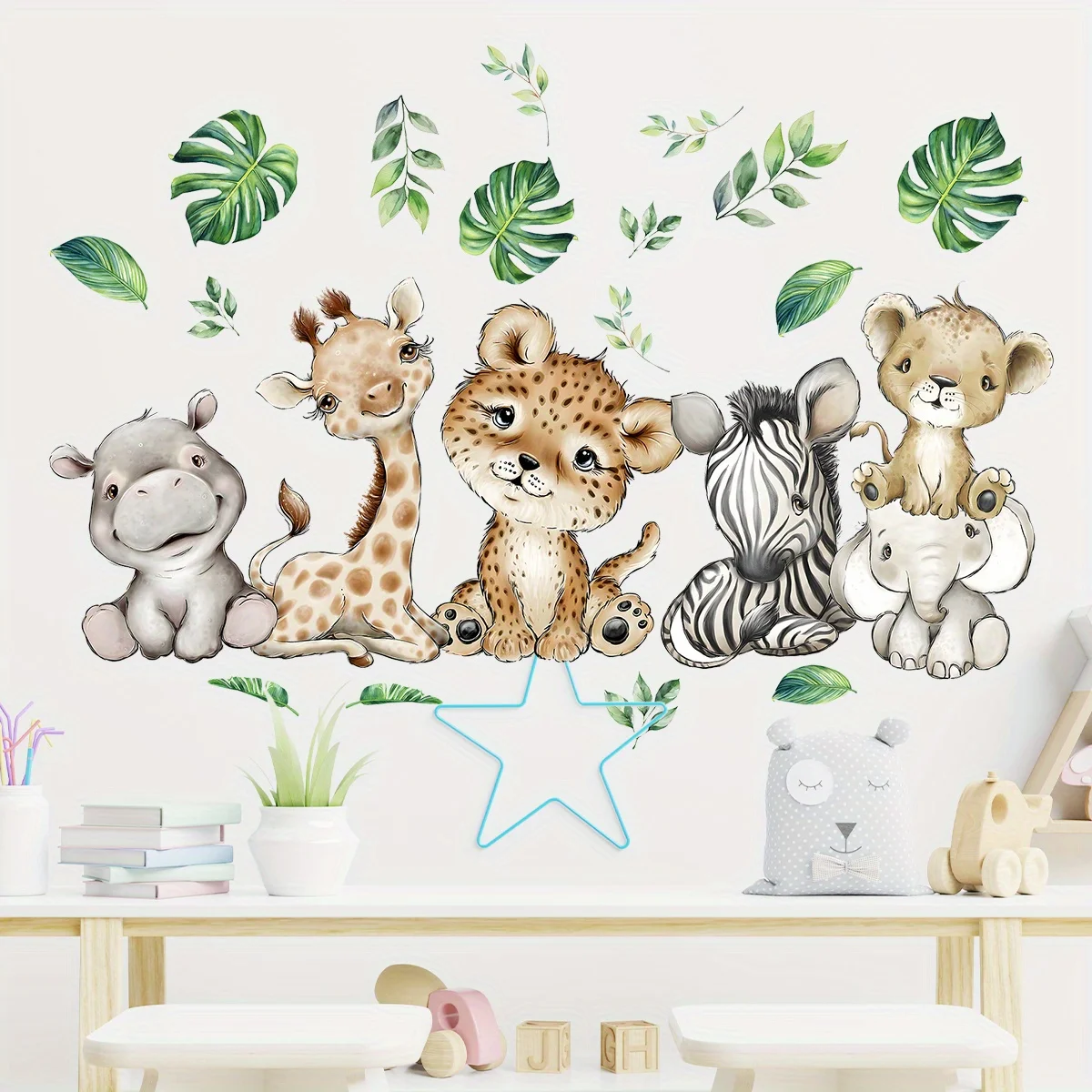 1PC Cartoon Cute Hippo Tiger E - огляд і ціна Baby Nursery Labels