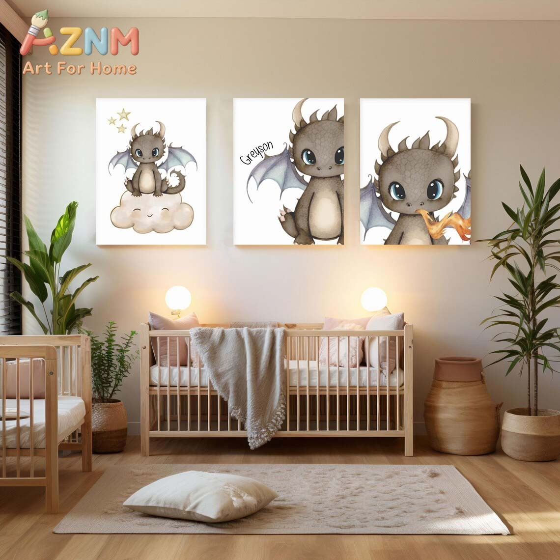 AZNM Cute Baby Dragon Canvas W - огляд і ціна Baby Nursery Art