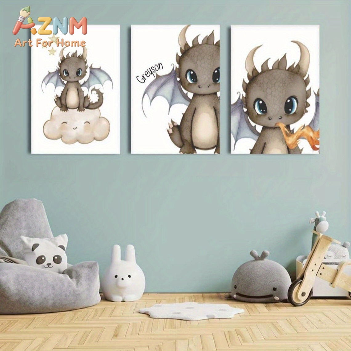 AZNM Cute Baby Dragon Canvas W - огляд і ціна Baby Nursery Art