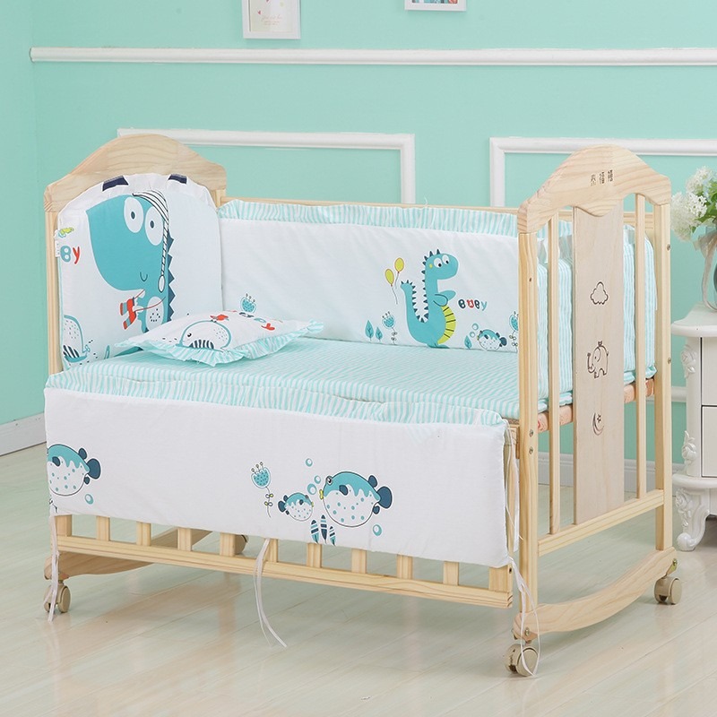 6Pcs Cartoon Cotton Crib Beddi - огляд і ціна Convertible Crib Set