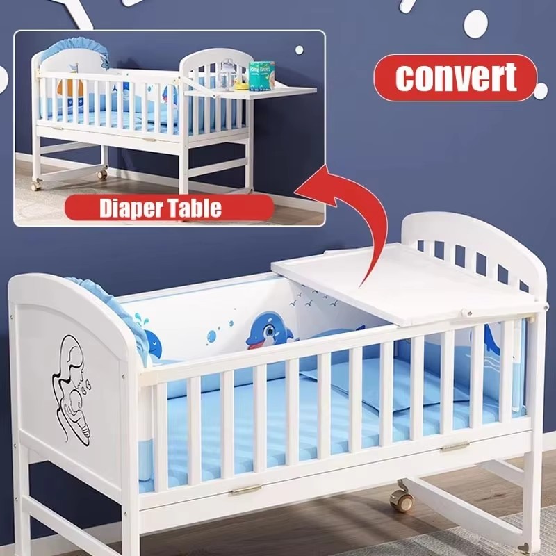Wood Baby Crib With Mosquito N - огляд і ціна Convertible Crib Set