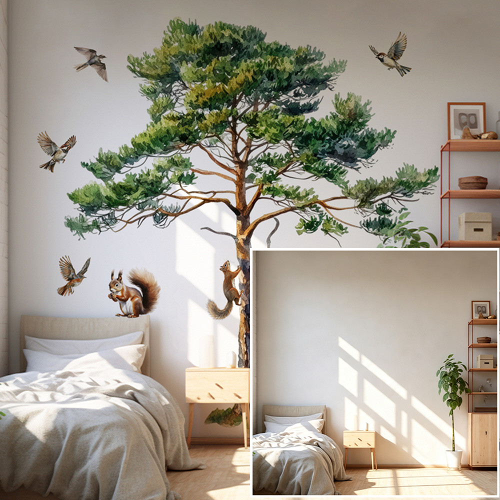 Large Pine Tree Wall Decals Sq - огляд і ціна Baby Nursery Labels