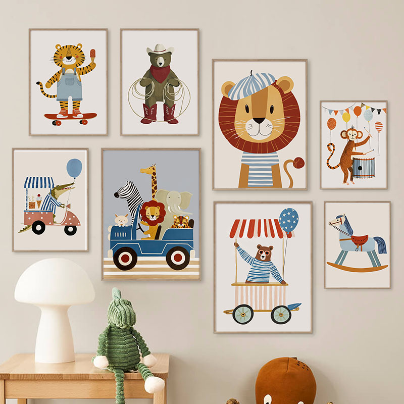 Funny Cartoon Animal Car Ballo - огляд і ціна Baby Nursery Art