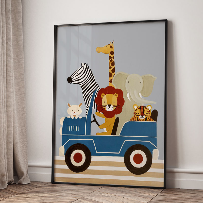 Funny Cartoon Animal Car Ballo - огляд і ціна Baby Nursery Art