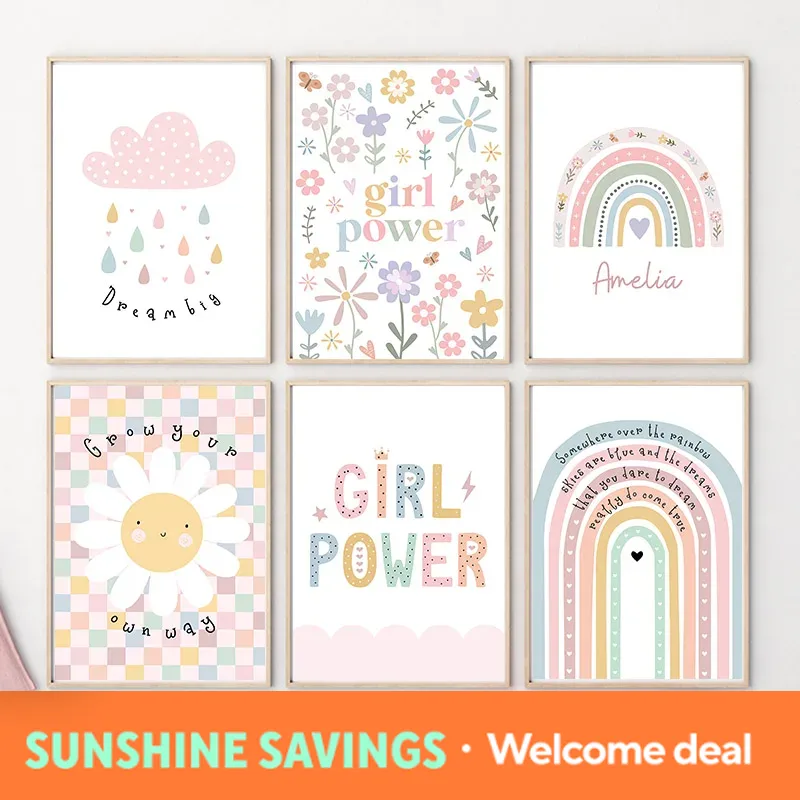 Sun Flower Rainbow Cloud Heart - огляд і ціна Baby Nursery Art