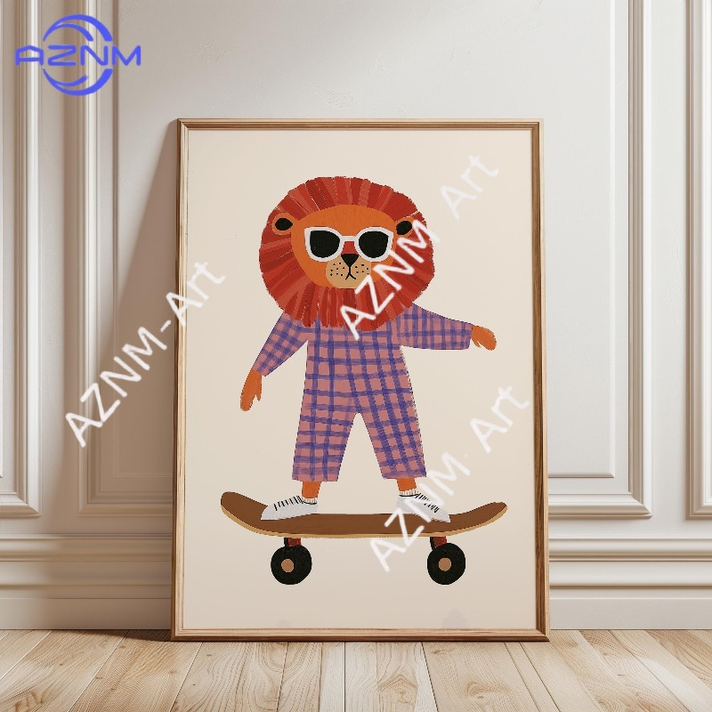 1PC Funny Animal Skateboarding - огляд і ціна Baby Nursery Art