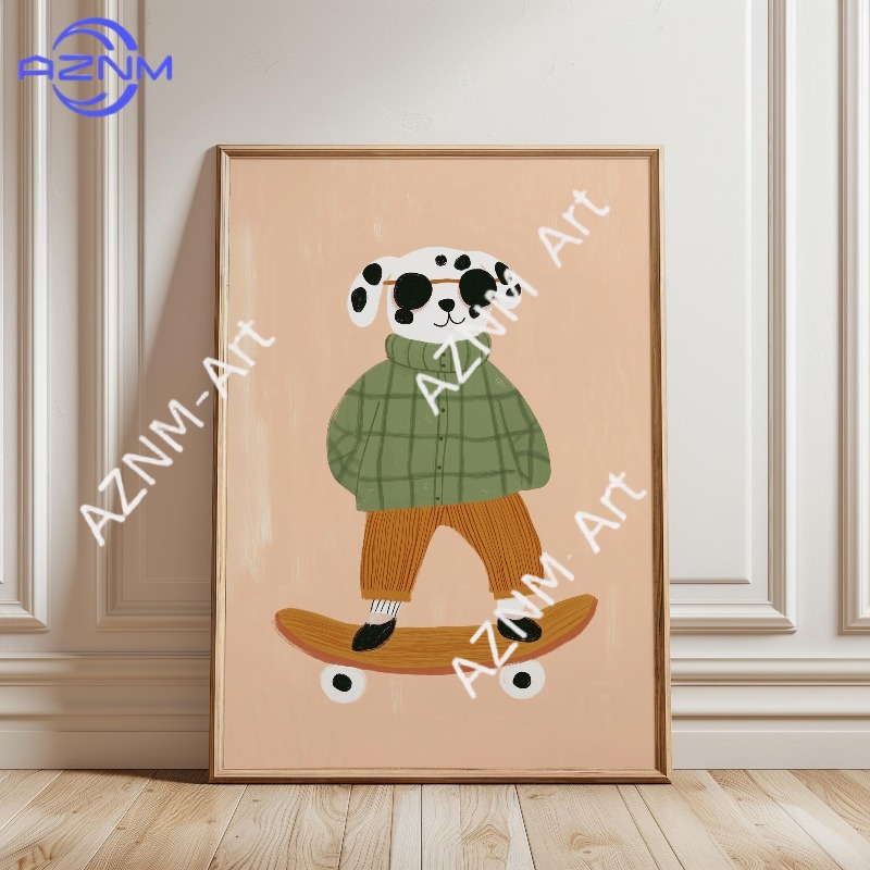 1PC Funny Animal Skateboarding - огляд і ціна Baby Nursery Art
