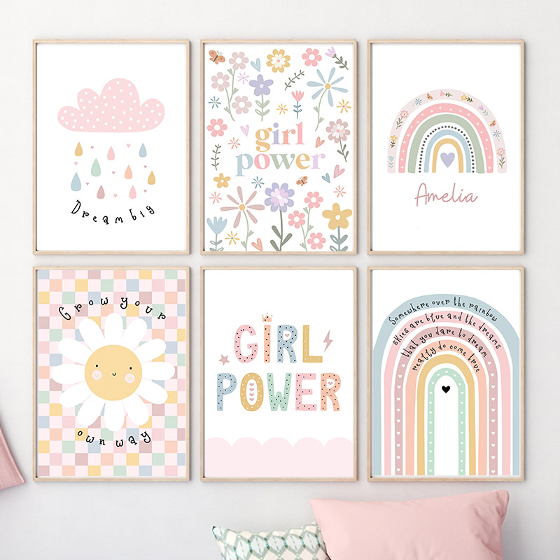 Sun Flower Rainbow Cloud Heart - огляд і ціна Baby Nursery Art