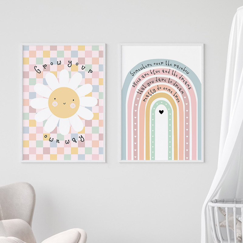 Sun Flower Rainbow Cloud Heart - огляд і ціна Baby Nursery Art