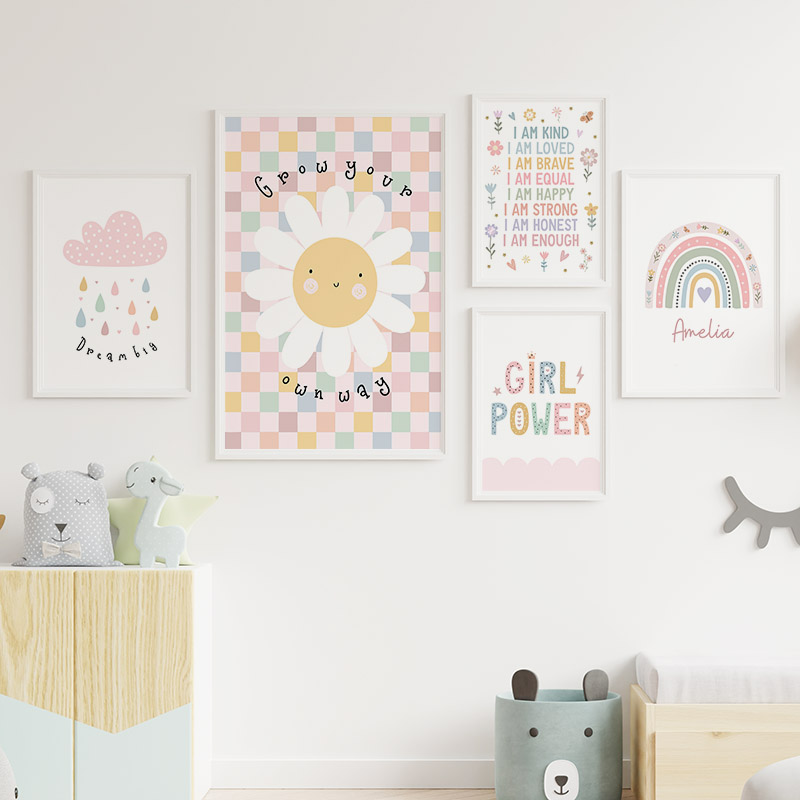 Sun Flower Rainbow Cloud Heart - огляд і ціна Baby Nursery Art